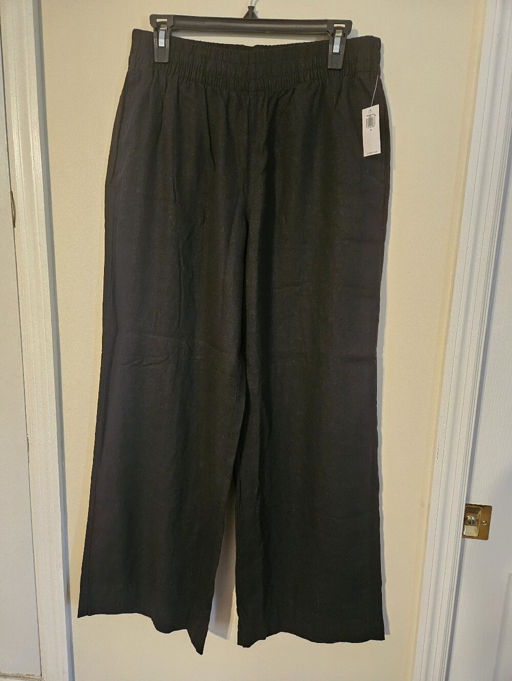 NWT Womens Black Old Navy High Rise Wide Leg Linen Blend Pants. Medium
